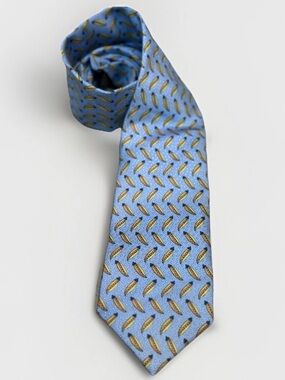 Peter Blair Silk Tie USA Made Peas In A Pod Blue Green